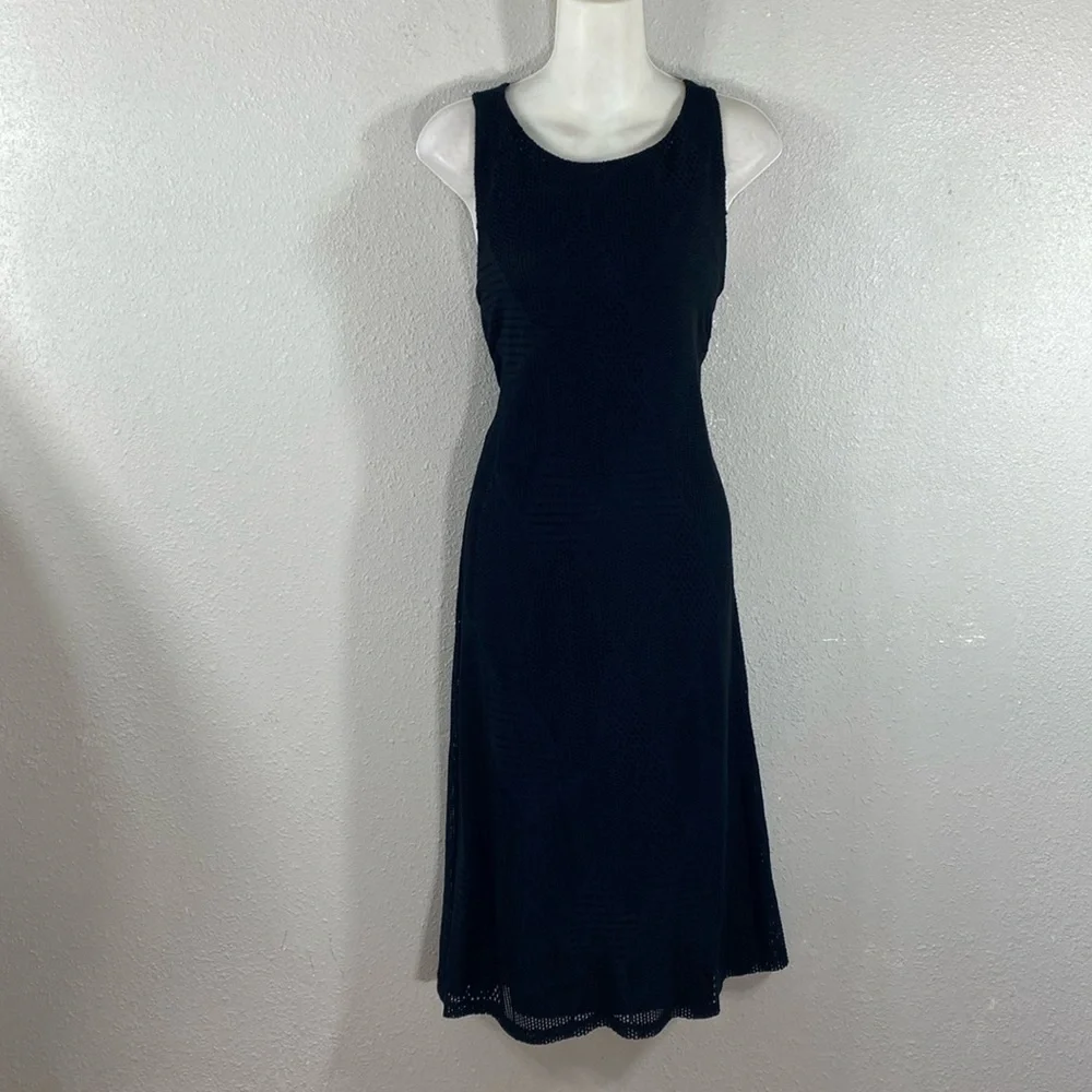 NWT Anne Klein black perforated sleeveless midi dress 12 L16